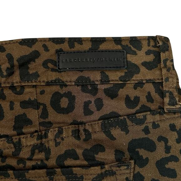 Sanctuary Sia Leopard Denim Skirt Womens SZ 26 XS Brown Black Mini Short Stretch - Picture 4 of 9